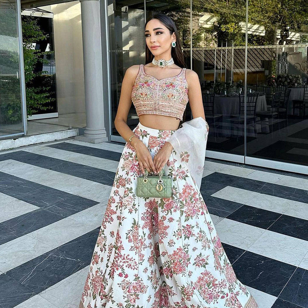 Picture of Alizey Mirza in our one-of-a-custom lehenga choli
