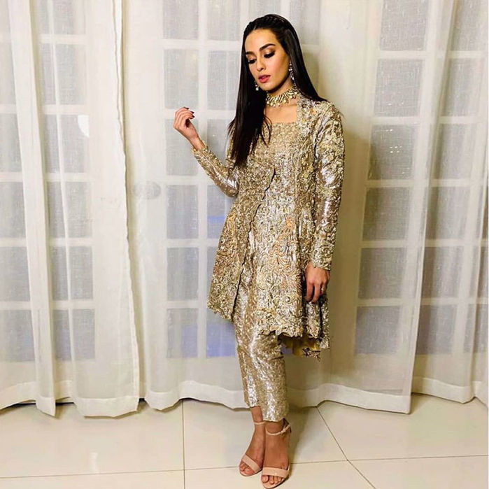 Picture of A trip down the memory lane. The beautiful #iqraaziz glowing wearing #Zainabsalman couture.