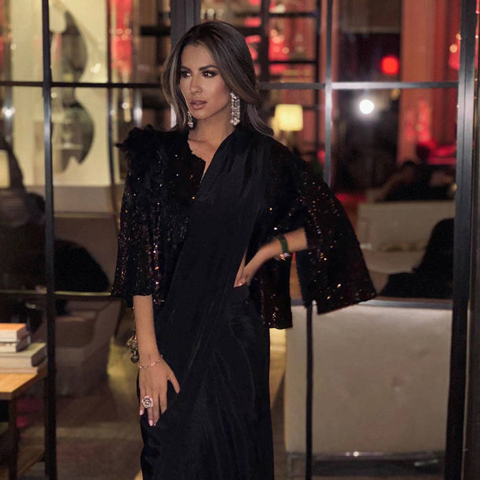 Picture of Jasmin Puri enchants in our Midnight ebony pants saree