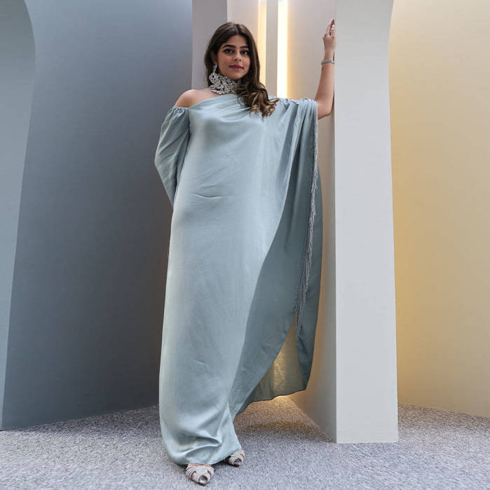 Picture of Bareeha in Our jade kaftan