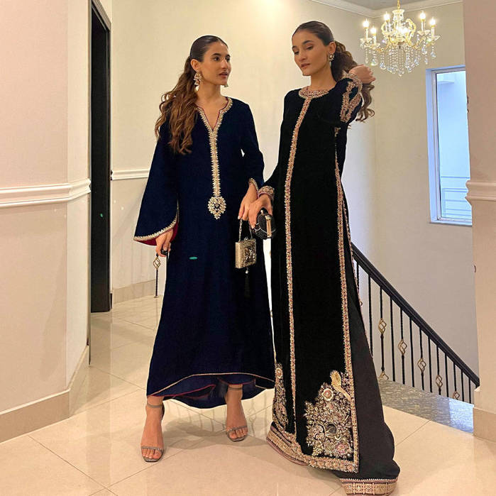 Picture of Amara and Kashaf  graces our velvet pieces