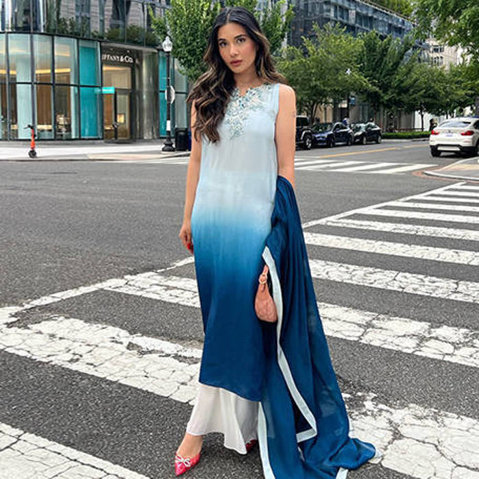 Picture of Aiman Shahbaz in our Blue Ombre outfit