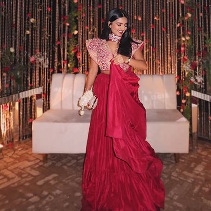 Picture of SUNIA in our customize Cherry Affaire outfit